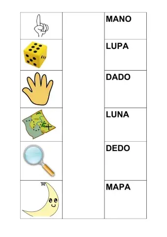 Palabras con dos sílabas