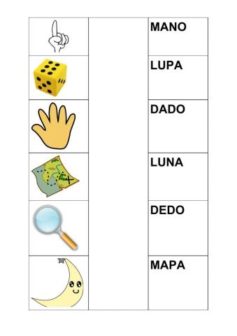 Palabras con dos sílabas