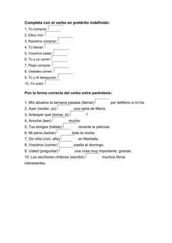 Preterito indefinido