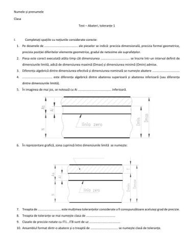 Test Abateri, toleranțe 1