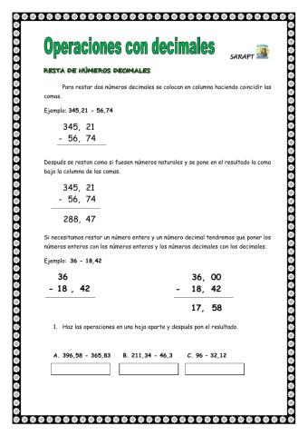 Operaciones con decimales