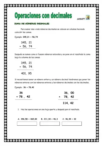 Operaciones con decimales
