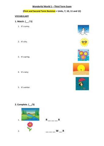 Wonderful World 1 - Third Term Exam