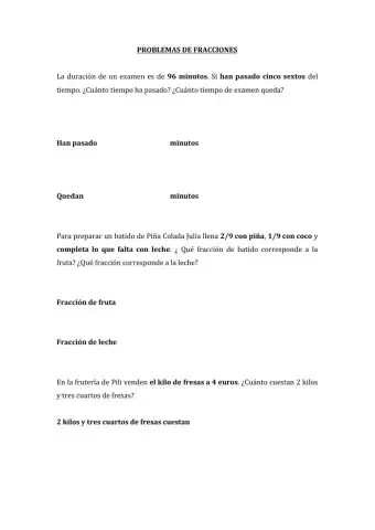 Problemas de fracciones 5º