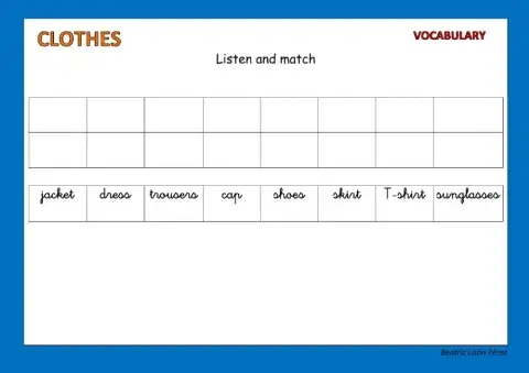 Listen and match (clothes vocabulary)