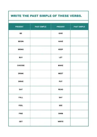 Write the past simple of these verbs