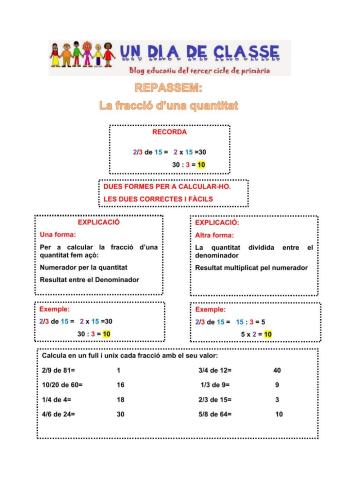 Repàs de fraccions d'una quantitat