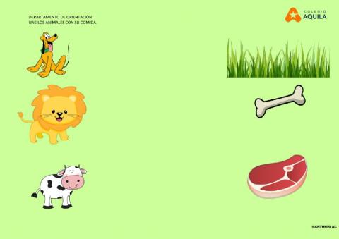 Une los animales con su comida