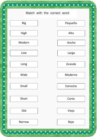 Match with the correct word