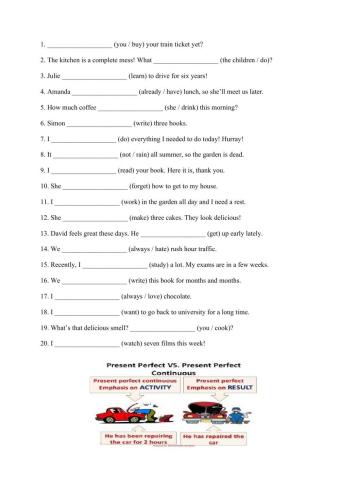 Present Perfect Simple versus Present Perfect Continuous