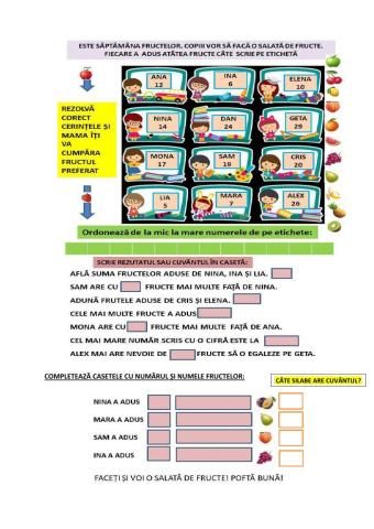 SALATA DE FRUCTE CU NUMERE de la 0-la 30