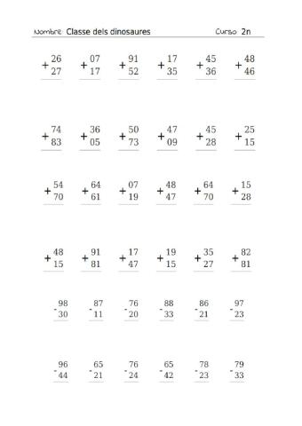 Sumas llevando y restas sencillas