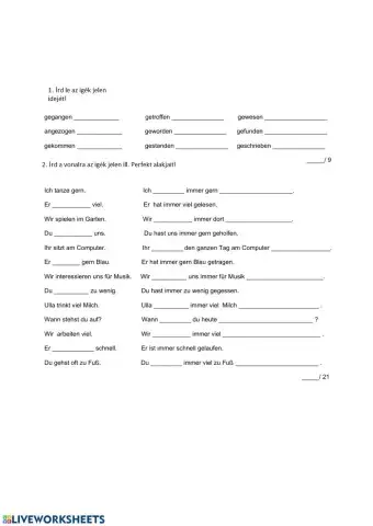 Perfekt Klassenarbeit