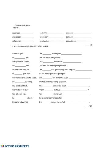 Perfekt Klassenarbeit