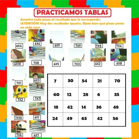 Practicamos tablas del 6 y del 7