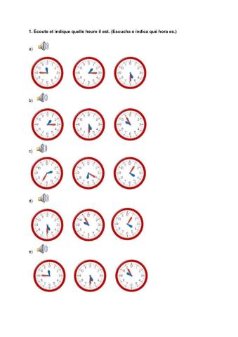 Les heures et les activités de la journée