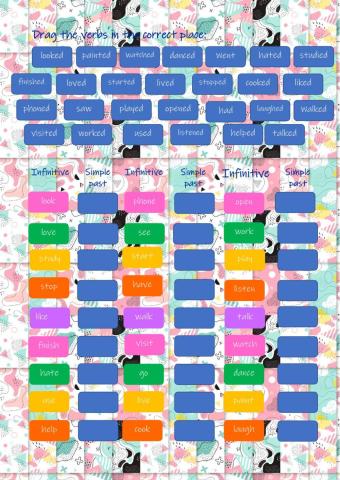 Drag and drop the verbs