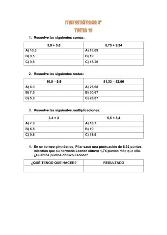 Operaciones con decimales