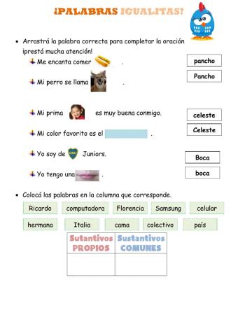 Sustantivos propios y comunes