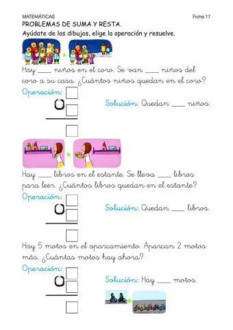 Matemáticas-Ficha 17-Problemas de suma y resta