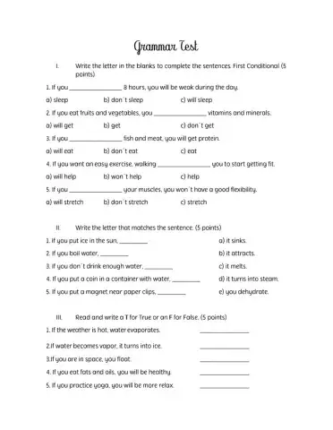 Grammar Test 5th grade