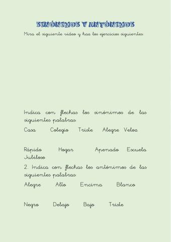 Sinónimos y antónimos