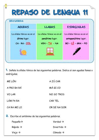 Repaso de lengua