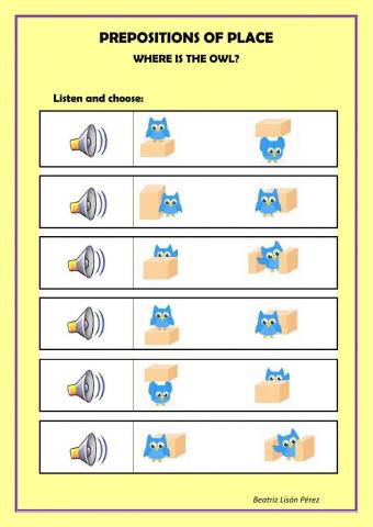 Where is the owl? - Prepositions of place