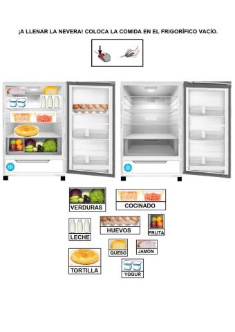 Coloca la comida en el frigorífico vacío