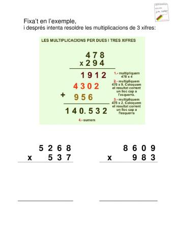 Multiplicacions de 3 xifres