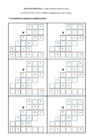 Multiplicacions incompletes amb 3 xifres