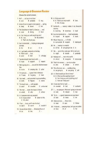 Language and Grammar Review