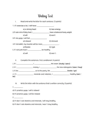 Writing Test 5th grade
