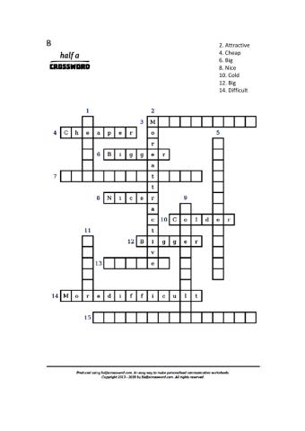 Comparatives crossword B