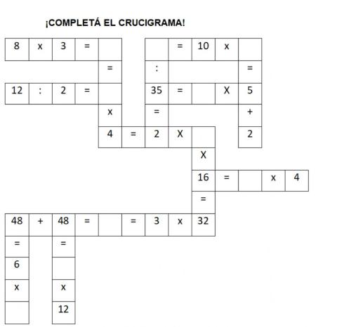 Crucigrama de números