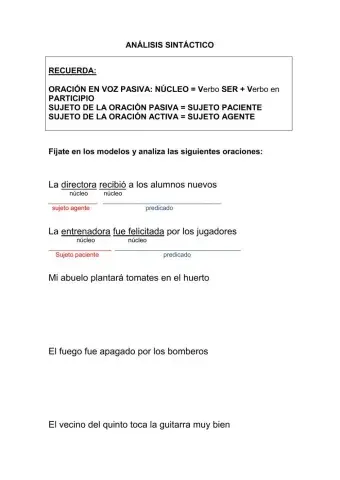 Análisis de oraciones activas y pasivas