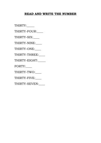 Read and write the number