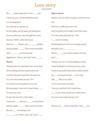 Love Story - Fill in the blanks