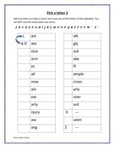 Pick a Letter