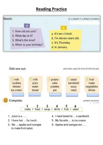 Reading about aimals and food