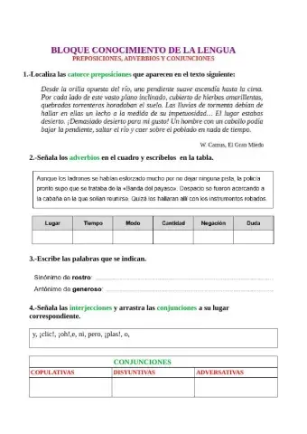 Repaso adverbios, preposiciones y conjunciones