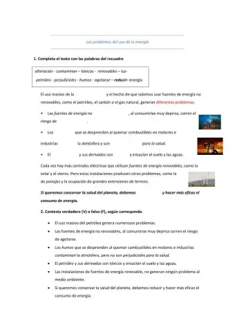 Los problemas del uso de la energía