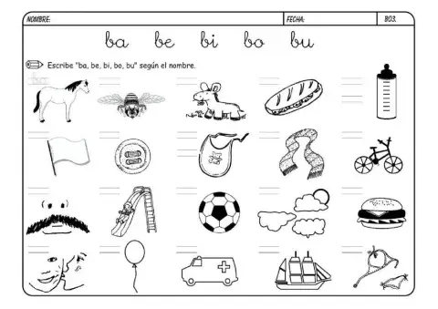 Escribe ba,be,bi.bo,bu
