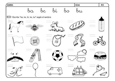 Escribe ba,be,bi.bo,bu