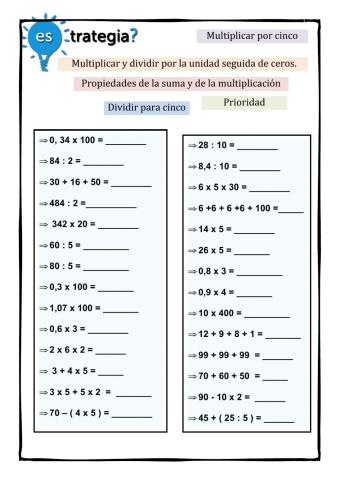 Estrategias calculo mental