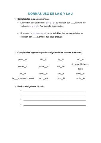 Uso de la g y la j