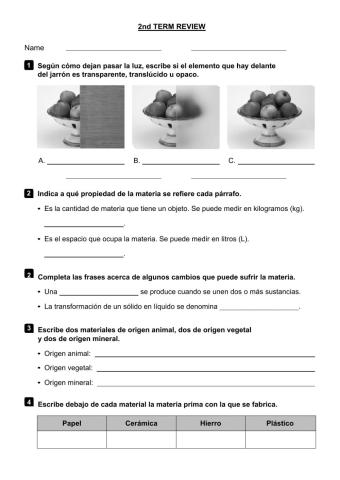 Repaso 2º trimestre science