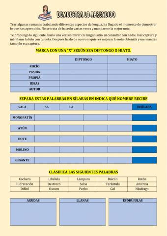 Demuestra lo aprendido - 6º