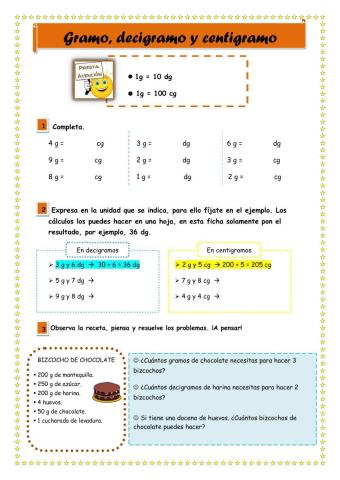 Gramo, decigramo y centigramo