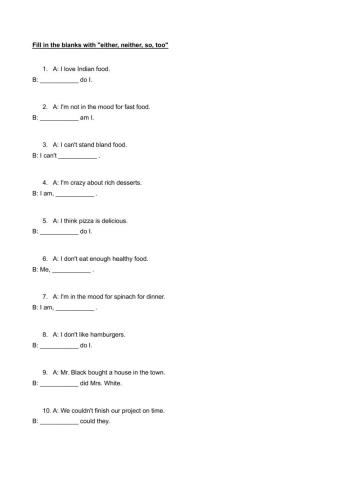 Too & So & Either & Neither